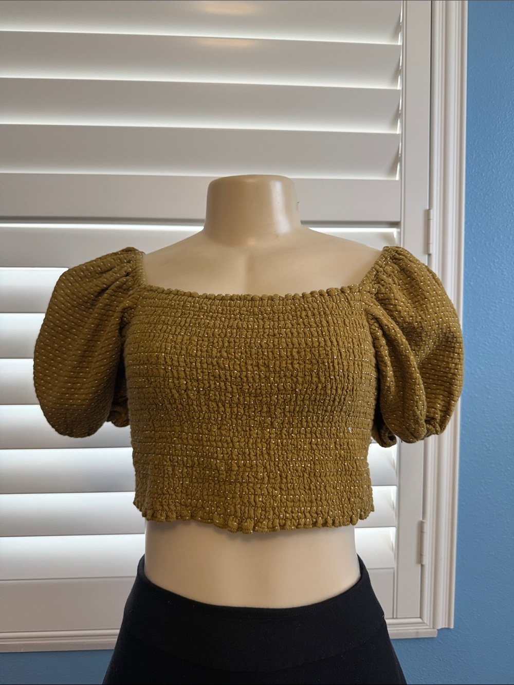 Smocked Puff Sleeve Crop Top. Great for fall!